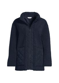 LANDS' END Teddyfleecejacke mit Stepptaschen in Petite-Gr&ouml;&szlig;e, Damen, size: petite, Blau, Polyester, by Lands' End