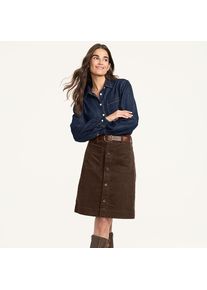 LANDS' END Durchgekn&ouml;pfter Mid Waist Feincord-Rock, Damen, size: regular, Braun, Baumwoll-Mischung, by Lands' End