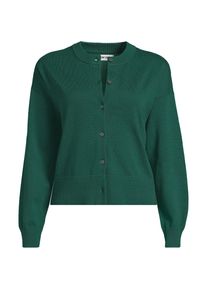 LANDS' END Kurzer Feinstrick-Cardigan aus Baumwolle f&uuml;r Damen, Damen, size: regular, Gr&uuml;n, Baumwolle, by Lands' End