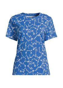 LANDS' END Supima Kurzarm-Shirt mit rundem Ausschnitt f&uuml;r Damen, Damen, size: regular, Blau, Baumwolle, by Lands' End