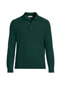 LANDS' END Merino-Polopullover f&uuml;r Herren, Herren, size: regular, Gr&uuml;n, Wolle, by Lands' End