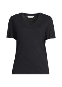 LANDS' END Soft Flow Shirt aus Leinenmix mit V-Ausschnitt f&uuml;r Damen, Damen, size: regular, Schwarz, Leinen/Baumwolle Modal, by Lands' End
