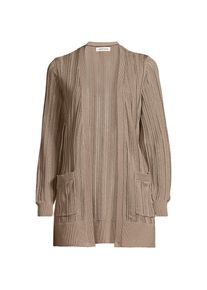 LANDS' END Langer offener Soft Flow Ajour-Cardigan aus Leinenmix f&uuml;r Damen, Damen, size: regular, Elfenbein, Baumwolle/Leinen/Lyocell (Viskose), by Lands' End