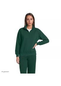 LANDS' END Serious Sweats Pullover mit Rei&szlig;verschluss, Damen, size: regular, Gr&uuml;n, Baumwoll-Mischung/Polyester-Mischung, by Lands' End