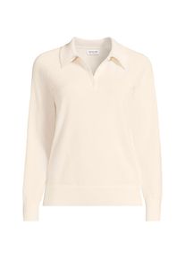 LANDS' END Kaschmir-Polopullover, Damen, size: regular, Elfenbein, Kaschmir, by Lands' End