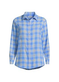 LANDS' END Boyfriend-Bluse aus Flanell f&uuml;r Damen in Plus-Gr&ouml;&szlig;e, Damen, size: plus, Blau, Baumwolle, by Lands' End