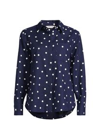LANDS' END Bedruckte Soft Ease Hemdbluse im Leinenmix in Plus-Gr&ouml;&szlig;e, Damen, size: plus, Blau, Baumwolle/Leinen, by Lands' End