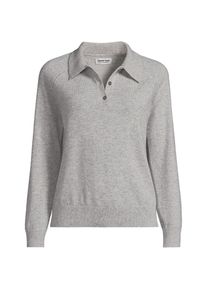 LANDS' END Kaschmir-Polopullover, Damen, size: regular, Grau, Kaschmir, by Lands' End