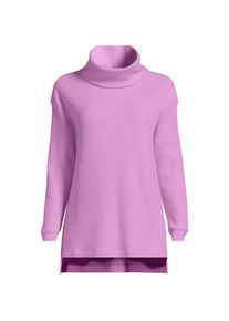 LANDS' END Langer Waffelstrick-Pullover mit Wasserfallkragen in Plus-Gr&ouml;&szlig;e, Damen, size: plus, Pink, Baumwoll-Mischung/Polyester-Mischung, by Lands' End