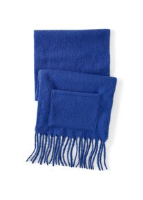 Langer flauschiger Schal mit Fransen, Damen, size: regular, Blau, Polyester, by Lands' End