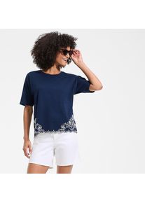 LANDS' END Flammgarn-Shirt mit Saumstickerei f&uuml;r Damen, Damen, size: regular, Blau, Baumwolle, by Lands' End