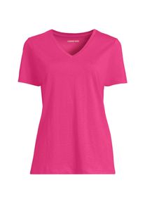 LANDS' END Supima Kurzarm-Shirt mit V-Ausschnitt f&uuml;r Damen, Damen, size: regular, Pink, Baumwolle, by Lands' End