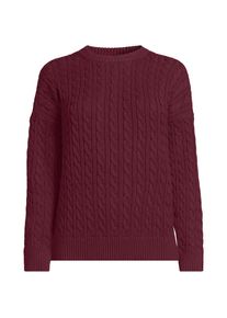 LANDS' END Zopfmusterpullover Drifter mit Rundausschnitt in Plus-Gr&ouml;&szlig;e, Damen, size: plus, Rot, Baumwolle, by Lands' End