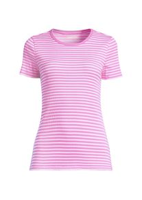 LANDS' END Feinripp-Shirt mit Rundhalsausschnitt und kurzen &Auml;rmeln in Plus-Gr&ouml;&szlig;e f&uuml;r Damen, Damen, size: plus, Pink, Baumwolle/Elasthan, by Lands' End