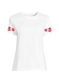 LANDS' END Supima Rundhalsshirt mit Stickereien f&uuml;r Damen in Plus-Gr&ouml;&szlig;e, Damen, size: plus, Wei&szlig;, Baumwolle, by Lands' End