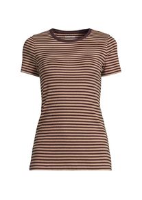 LANDS' END Feinripp-Shirt mit Rundhalsausschnitt und kurzen &Auml;rmeln in Petite-Gr&ouml;&szlig;e, Damen, size: petite, Braun, Baumwolle/Elasthan, by Lands' End