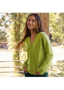 CashTouch Pullover mit V-Ausschnitt, Damen, size: regular, Gr&uuml;n, Baumwoll-Mischung/Polyester-Mischung/Nylon-Mischung, by Lands' End