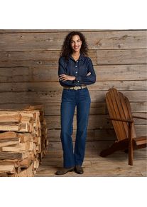 LANDS' END Soft Denim Relaxte Straight Fit Jeans Mid Waist f&uuml;r Damen, Damen, size: regular, Blau, Elasthan/Baumwoll-Mischung, by Lands' End