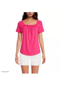 Baumwoll/Modal-Shirt mit gesmoktem Ausschnitt f&uuml;r Damen, Damen, size: regular, Pink, Baumwolle Modal, by Lands' End