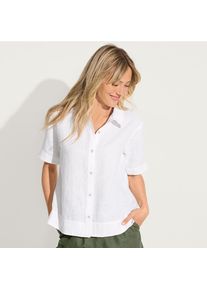 LANDS' END Premium Reinleinen-Hemd mit kurzen &Auml;rmeln f&uuml;r Damen, Damen, size: regular, Wei&szlig;, Leinen, by Lands' End