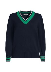LANDS' END Tennispullover DRIFTER mit V-Ausschnitt f&uuml;r Damen in Petite-Gr&ouml;&szlig;e, Damen, size: petite, Gr&uuml;n, Baumwolle, by Lands' End