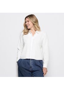 LANDS' END Kurze b&uuml;gelfreie Hemdbluse mit Biesen f&uuml;r Damen, Damen, size: regular, Wei&szlig;, Baumwolle, by Lands' End