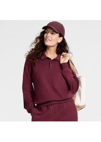 LANDS' END Serious Sweats Polopullover in Petite-Gr&ouml;&szlig;e, Damen, size: petite, Rot, Baumwoll-Mischung/Polyester-Mischung, by Lands' End