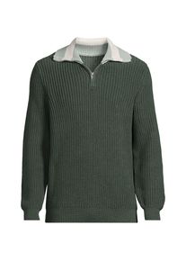 LANDS' END DRIFTER Pullover mit Colorblock-Kragen und Rei&szlig;verschluss f&uuml;r Herren, Herren, size: regular, Beige, Baumwolle, by Lands' End