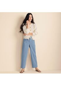 LANDS' END 7/8-Schlupfchinos mit Fischgr&auml;tmuster f&uuml;r Damen, Damen, size: regular, Blau, Elasthan/Baumwoll-Mischung, by Lands' End