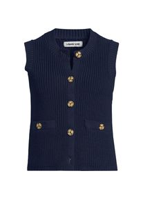LANDS' END &Auml;rmellose Rippstrick-Weste f&uuml;r Damen, Damen, size: regular, Blau, Baumwolle, by Lands' End