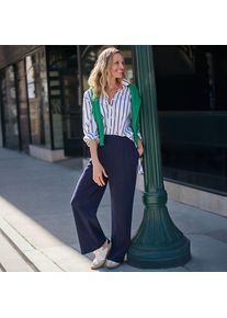 LANDS' END Jersey-Bundfaltenhose mit weitem Bein f&uuml;r Damen, Damen, size: regular, Blau, Baumwolle, by Lands' End