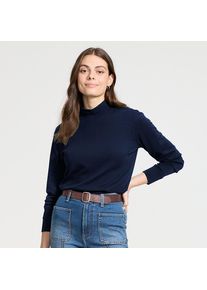 LANDS' END Stehkragen-Shirt in Petite-Gr&ouml;&szlig;e, Damen, size: petite, Blau, Baumwolle, by Lands' End