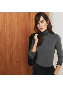 LANDS' END Rollkragenshirt aus Baumwoll/Modalmix, Damen, size: regular, Grau, Baumwolle/Elasthan/Baumwolle Modal, by Lands' End