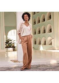 LANDS' END Leinenhose High Waist mit weitem Bein f&uuml;r Damen, Damen, size: regular, Braun, Leinen, by Lands' End