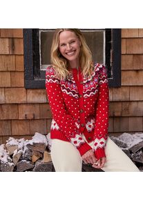 LANDS' END Fair Isle Cardigan aus Baumwollmix f&uuml;r Damen, Damen, size: regular, Rot, Polyacryl/Schurwolle/Baumwoll-Mischung, by Lands' End