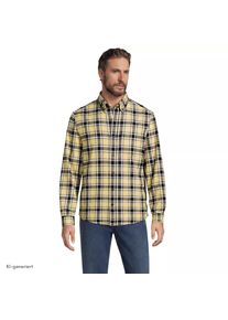 LANDS' END Flanellhemd Flagship Classic Fit, Herren, size: regular, Gelb, Baumwolle, by Lands' End
