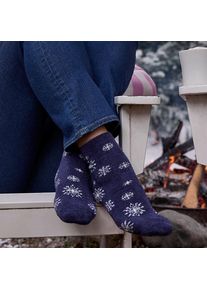 LANDS' END Flauschige Weihnachtssocken f&uuml;r Damen, Damen, size: regular, Blau, by Lands' End