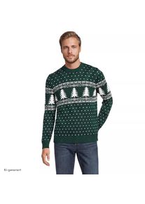 LANDS' END Fair Isle Pullover Drifter aus reiner Baumwolle, Herren, size: regular, Gr&uuml;n, Baumwolle, by Lands' End