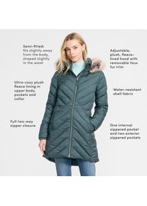 LANDS' END Isolierter FeatherFree&trade; Kapuzenmantel mit Webpelzfutter in Plus-Gr&ouml;&szlig;e, Damen, size: plus, Gr&uuml;n, Polyester/Nylon, by Lands' End