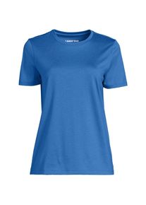 LANDS' END Supima Kurzarm-Shirt mit rundem Ausschnitt f&uuml;r Damen, Damen, size: regular, Blau, Baumwolle, by Lands' End