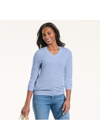 LANDS' END CashTouch Pullover mit V-Ausschnitt f&uuml;r Damen, Damen, size: regular, Blau, Polyacryl, by Lands' End