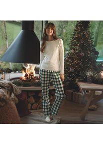 LANDS' END Gemustertes Pyjama-Set aus Baumwoll-Jersey, Damen, size: regular, Gr&uuml;n, Elasthan/Baumwoll-Mischung, by Lands' End
