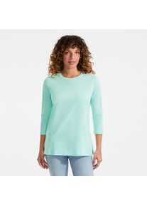 LANDS' END Supima-Shirt mit 3/4-&Auml;rmeln f&uuml;r Damen in Petite-Gr&ouml;&szlig;e, Damen, size: petite, Blau, Baumwolle, by Lands' End
