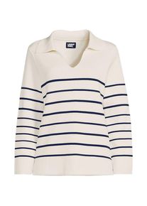 LANDS' END Feinstrick-Polopullover f&uuml;r Damen, Damen, size: regular, Elfenbein, Baumwolle, by Lands' End