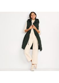 LANDS' END Lange Steppweste mit geraffter Taille f&uuml;r Damen, Damen, size: regular, Gr&uuml;n, Polyester, by Lands' End