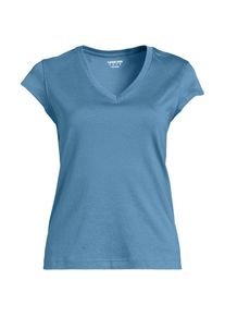 LANDS' END Supima-Shirt mit V-Ausschnitt und Kapp&auml;rmeln f&uuml;r Damen in Plus-Gr&ouml;&szlig;e, Damen, size: plus, Blau, Baumwolle, by Lands' End