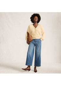 LANDS' END Kn&ouml;chellange Mid Waist Jeans mit weitem Bein in Petite-Gr&ouml;&szlig;e, Damen, size: petite, Blau, Baumwolle/Elasthan/Polyester, by Lands' End