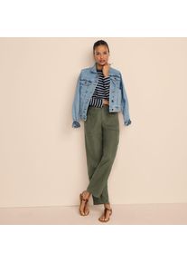 LANDS' END Relaxte Leinenhose mit geradem Bein f&uuml;r Damen in Petite-Gr&ouml;&szlig;e, Damen, size: petite, Gr&uuml;n, by Lands' End