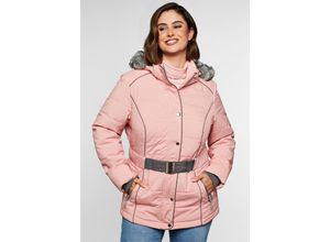 4063135931348 - Große Größen Steppjacke mit Gürtel Kapuze und Reißverschluss pastellrosé Gr50