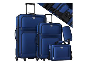 4260598876081 - KESSER® 4tlg Trolley Kofferset Reisekoffer Set mit Rollen Komplettes Business 4er Set S M L XL Netzfach Rollen Teleskopgriff Koffer Reisetaschen Stoffkoffer Handgepäck